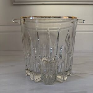 MCM gold-rimmed vintage small crystal ice bucket